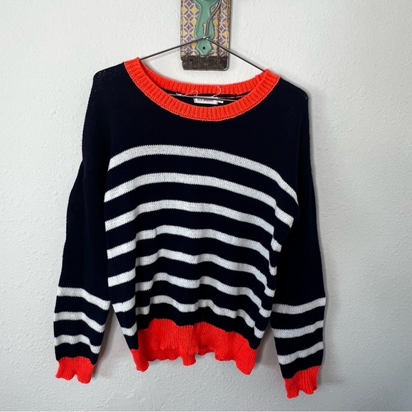 Blu Pepper Sweaters Blu Pepper Striped Navy And White Sweater